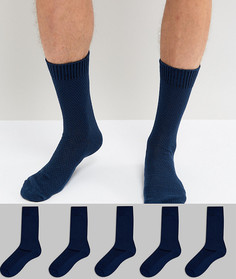 5 пар темно-синих носков из вафельного трикотажа ASOS - Темно-синий