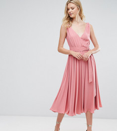 Платье миди с бантом ASOS TALL WEDDING - Розовый