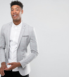 Супероблегающий блейзер в розовую клетку ASOS TALL - Серый