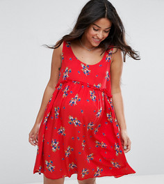 Свободное платье мини с цветочным принтом ASOS Maternity - Красный