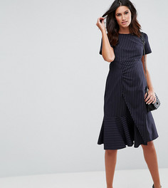 Платье в полоску с оборками ASOS Maternity - Темно-синий