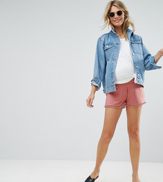 Шорты с помпонами по краю ASOS Maternity - Красный