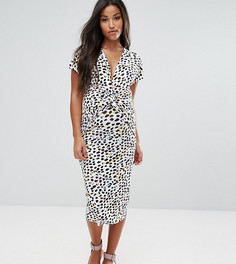 Платье с перекрученным узлом и звериным принтом ASOS Maternity NURSING - Мульти