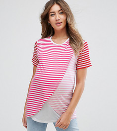 Розовая полосатая футболка с запахом ASOS Maternity NURSING - Розовый