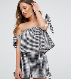 Пляжный комбинируемый топ в клеточку с бантиками ASOS PETITE - Мульти