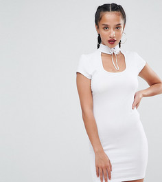Платье мини с чокером и шнуровкой ASOS PETITE - Белый