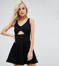 Короткое приталенное платье с вырезами и эластичным поясом ASOS PETITE - Черный