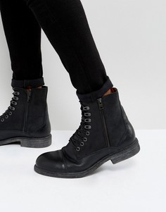 Черные высокие ботинки из кожи Selected Homme Trevor - Черный