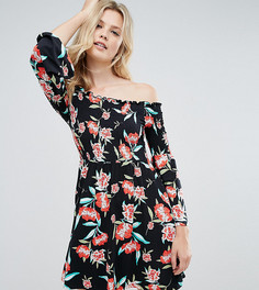 Платье мини с открытыми плечами и сборками ASOS TALL - Мульти