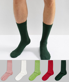 Набор из 5 пар носков из вафельного трикотажа разных цветов ASOS - Мульти