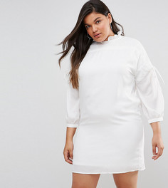 Свободное платье с длинными рукавами и сборками Fashion Union Plus - Белый