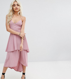 Многоярусное короткое приталенное платье Boohoo Petite - Розовый