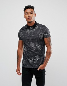 Футболка-поло с принтом ASOS - Черный