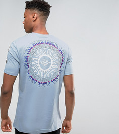 Удлиненная футболка с принтом инь-ян на рукавах и спине ASOS TALL - Синий