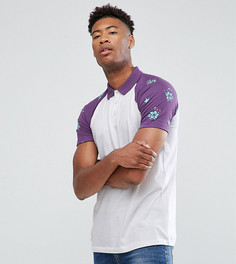 Поло с контрастными рукавами реглан с принтом ASOS TALL - Белый