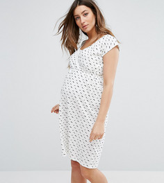 Платье с принтом перьев Mamalicious Nursing - Белый Mama.Licious