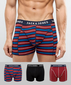 Комплект из 3 пар боксеров-брифов c полосками Jack &amp; Jones - Красный