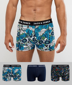 Набор из 3 боксеров-брифов с черепами Jack &amp; Jones - Черный
