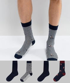 4 пары носков с узорами Jack &amp; Jones - Темно-синий