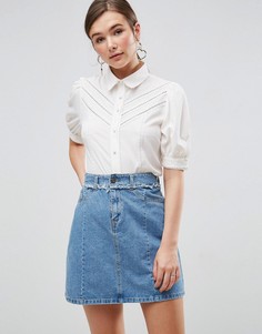 Свободная рубашка с кружевными вставками и защипами ASOS Victoriana - Белый