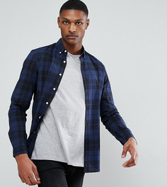 Синяя облегающая эластичная рубашка в клетку ASOS TALL - Синий