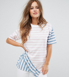 Футболка в полоску с оборкой ASOS PETITE - Мульти
