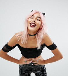 Блестящие кошачьи ушки и чокер ASOS Halloween - Черный