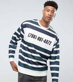 Оверсайз-свитшот в полоску с принтом ASOS TALL - Белый