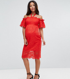 Кружевное платье с широким вырезом Hope &amp; Ivy Maternity - Красный