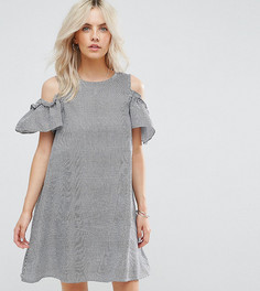 Платье в клеточку с вырезами на плечах New Look Petite - Черный