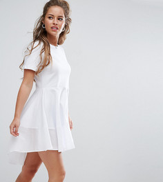 Короткое приталенное платье-футболка из хлопка ASOS PETITE - Белый