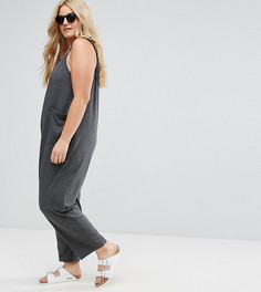 Трикотажный комбинезон с завязками ASOS CURVE - Серый