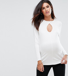 Топ с длинными рукавами и вырезом капелькой ASOS Maternity - Белый