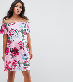 Розовое платье с открытыми плечами и цветочным принтом ASOS Maternity - Мульти