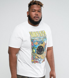 Длинная свободная футболка с принтом Nirvana ASOS PLUS - Белый