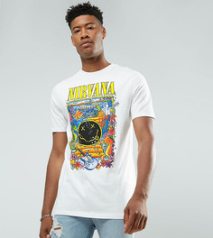 Удлиненная свободная футболка с принтом ASOS TALL Nirvana - Белый
