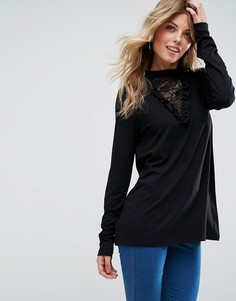 Топ с кружевной вставкой ASOS - Черный