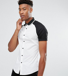 Облегабщая рубашка с рукавами реглан и воротником в рубчик ASOS TALL - Белый
