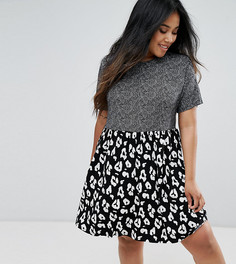 Свободное платье с контрастным звериным принтом ASOS CURVE - Мульти