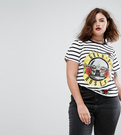 Футболка в полоску с принтом и пайетками ASOS CURVE - Мульти