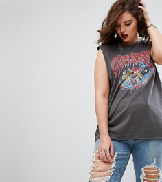Топ с заниженными проймами и принтом Guns and Roses ASOS CURVE - Черный