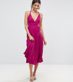 Плиссированное платье миди с запахом ASOS TALL - Мульти