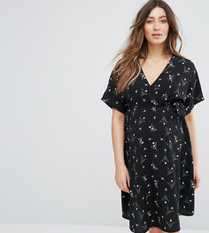 Платье с запахом и цветочным принтом New Look Maternity - Черный