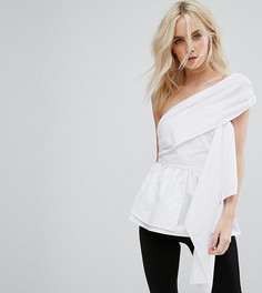 Блузка на одно плечо с широким шарфом Missguided Petite - Белый