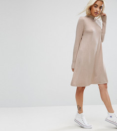 Трикотажное платье с высоким воротом ASOS PETITE - Светло-серый