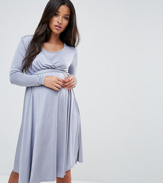 Свободное платье с запахом и поясом Bluebelle Maternity - Серый