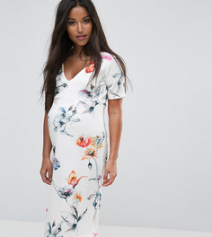 Платье с оборками, запахом и цветочным принтом Bluebelle Maternity - Мульти