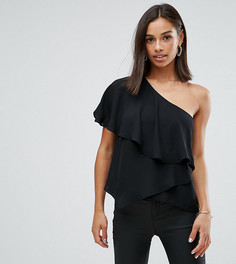 Многоярусный топ на одно плечо ASOS PETITE - Черный