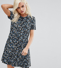 Чайное платье мини с цветочным принтом ASOS PETITE - Черный