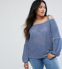 Топ в полоску с открытыми плечами и широкими рукавами ASOS CURVE - Мульти